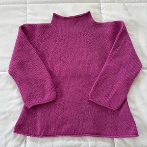 Wool and Silk Italian Women's Magenta Mock Neck Sweater